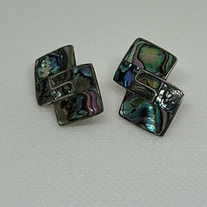🔥🔥Beautiful 🥰Vintage mexico Alpaca and Abalone Shell Earring